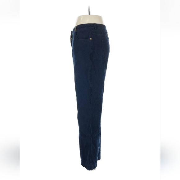 St. John Sport Classic Stretch Fit Wide Leg High Rise Jeans Size 8 Dark Wash - Picture 4 of 11